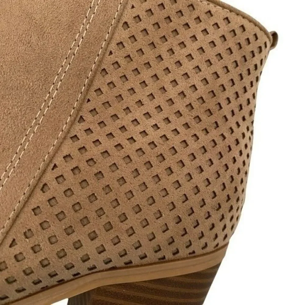 Torrid Brown Stacked Ankle Bootie with Side Zip